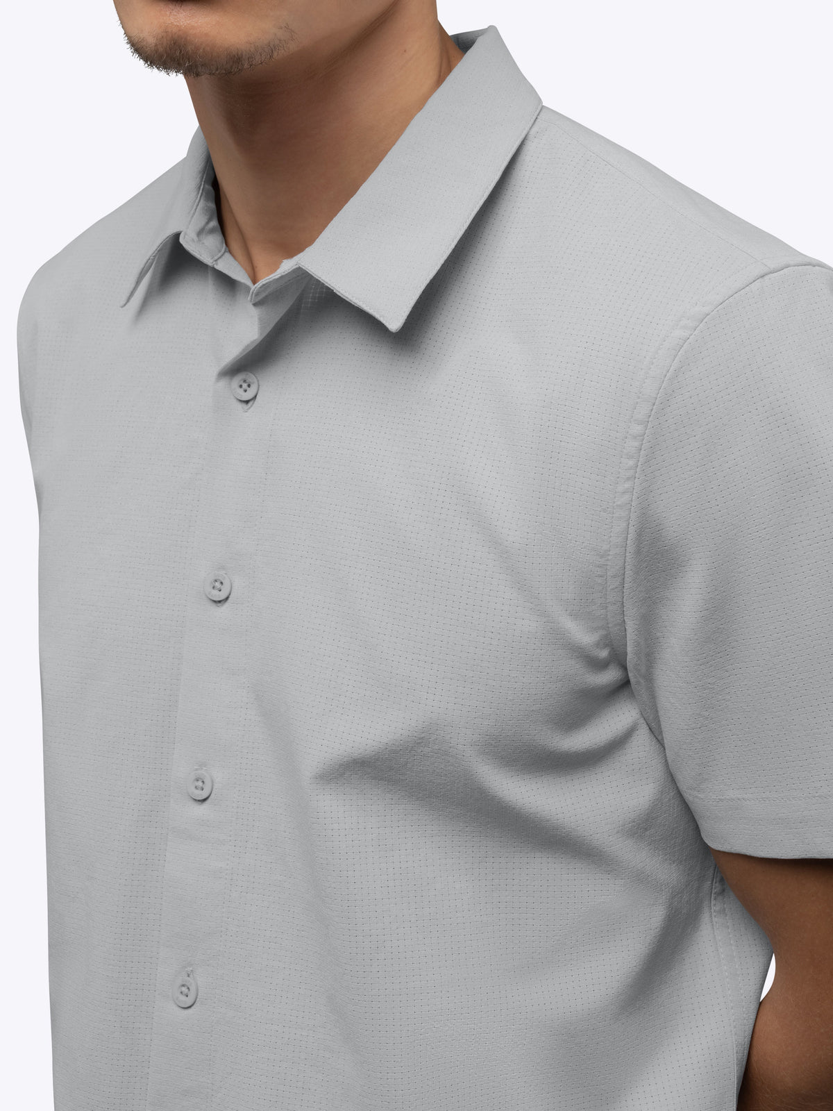 Men's Micro-Perforated Performance Button-Up Shirt – Breathable Warm-Weather Fabric, Tailored Fit | Vapor