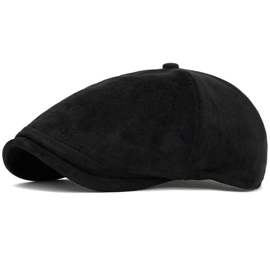 Delacroix Men's Retro Vegan Suede Newsboy Cap – Panelled Crown, Adjustable 54–61 cm, 14 Colours