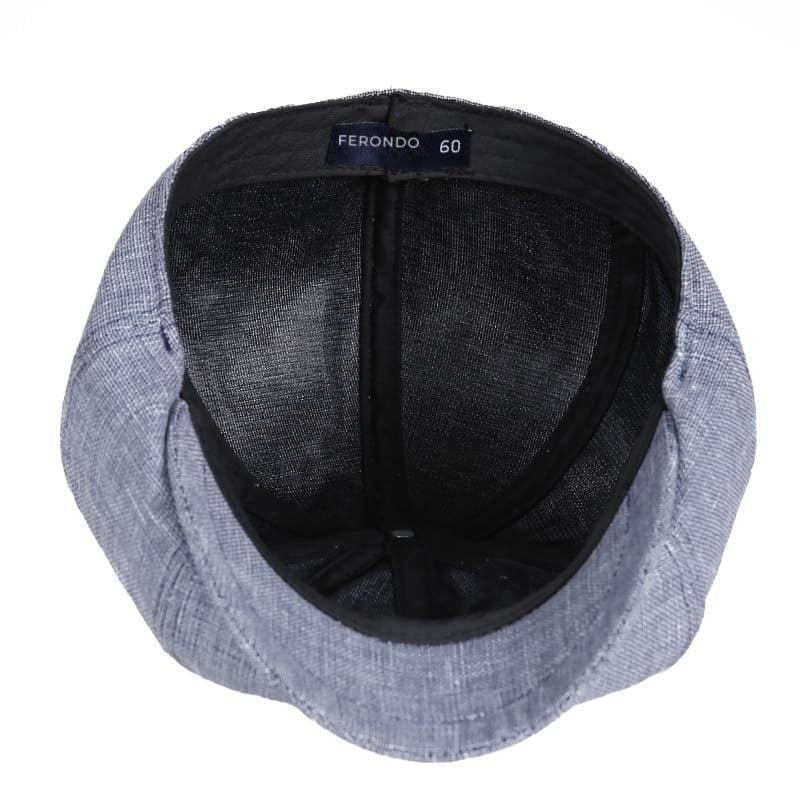 Derby Men's Linen Newsboy Cap in Blue – view 5