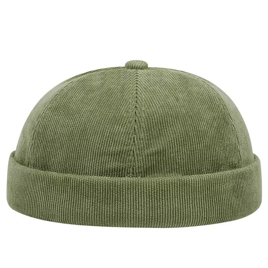 Detroit Men's Classic Corduroy Docker Cap – Soft Ribbed Texture, Brimless Shape, Adjustable Fit