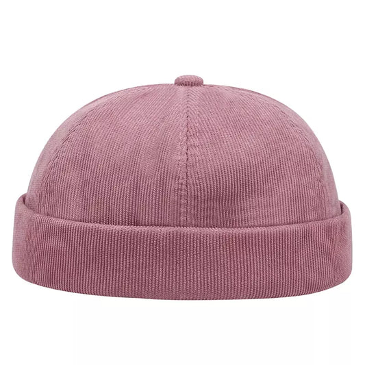 Detroit Men's Classic Corduroy Docker Cap – Soft Ribbed Texture, Brimless Shape, Adjustable Fit