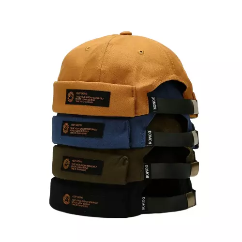 Domon Men's Plain Cotton Docker Cap – Clean Minimal Design, Brimless Shape, Adjustable Fit