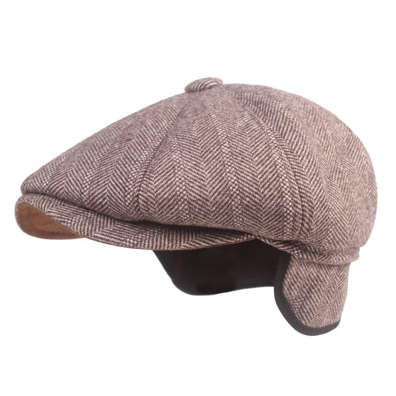Dover Men's Herringbone Newsboy Cap with Earflaps – view 1
