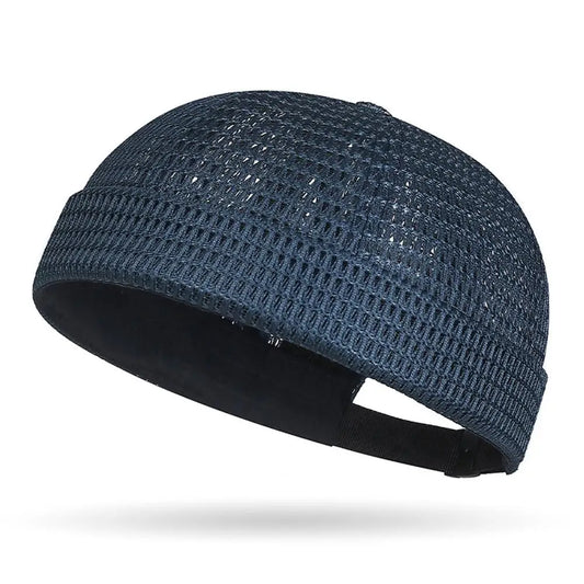 Downtown Men's Summer Mesh Docker Cap – Breathable Acrylic Mesh, Brimless Shape, Adjustable Fit