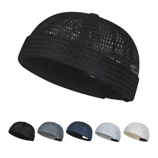 Downtown Men's Summer Mesh Docker Cap – Breathable Acrylic Mesh, Brimless Shape, Adjustable Fit