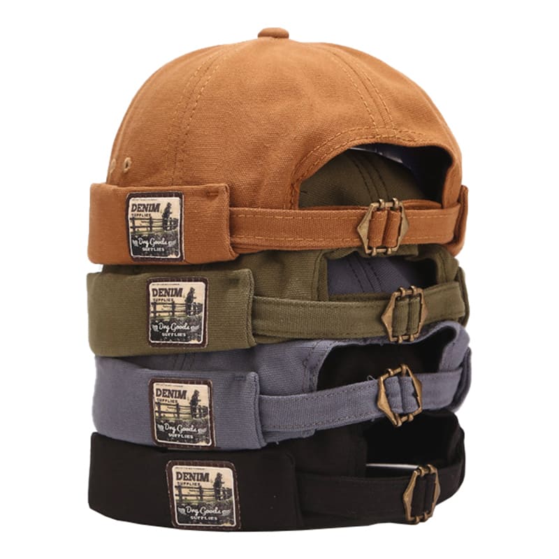 Dry Goods Men's Vintage-Style Cotton Docker Cap – Brimless Shape, 100% Cotton, Adjustable Fit