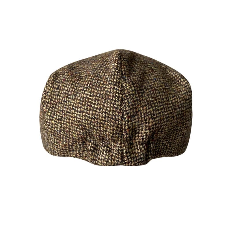 Durham Men's Dotted Wool Flat Cap – Wool, Dot Pattern, Two Adjustable Sizes from 56 to 60 cm | Brown