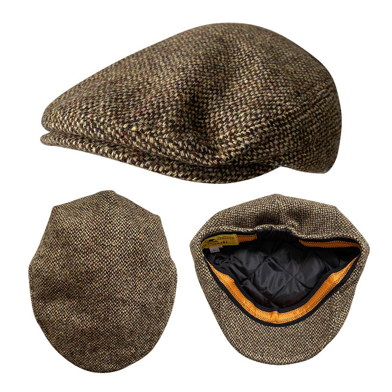 Durham Men's Dotted Wool Flat Cap – Wool, Dot Pattern, Two Adjustable Sizes from 56 to 60 cm | Brown – view 6