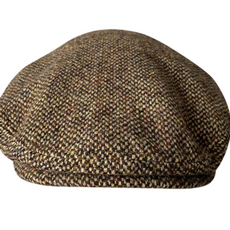 Durham Men's Dotted Wool Flat Cap – Wool, Dot Pattern, Two Adjustable Sizes from 56 to 60 cm | Brown