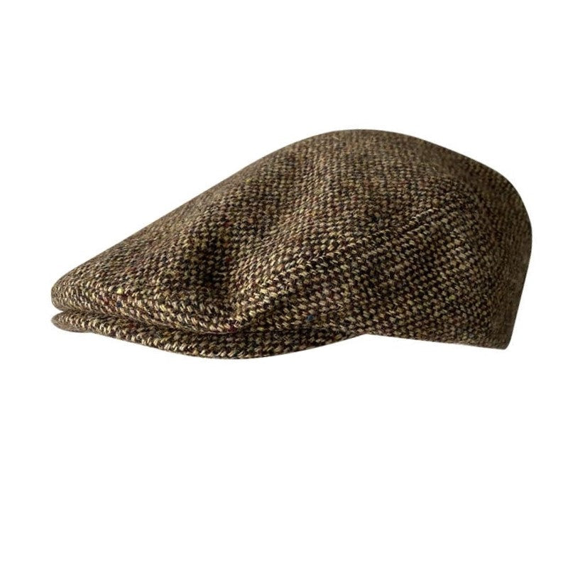 Durham Men's Dotted Wool Flat Cap – Wool, Dot Pattern, Two Adjustable Sizes from 56 to 60 cm | Brown