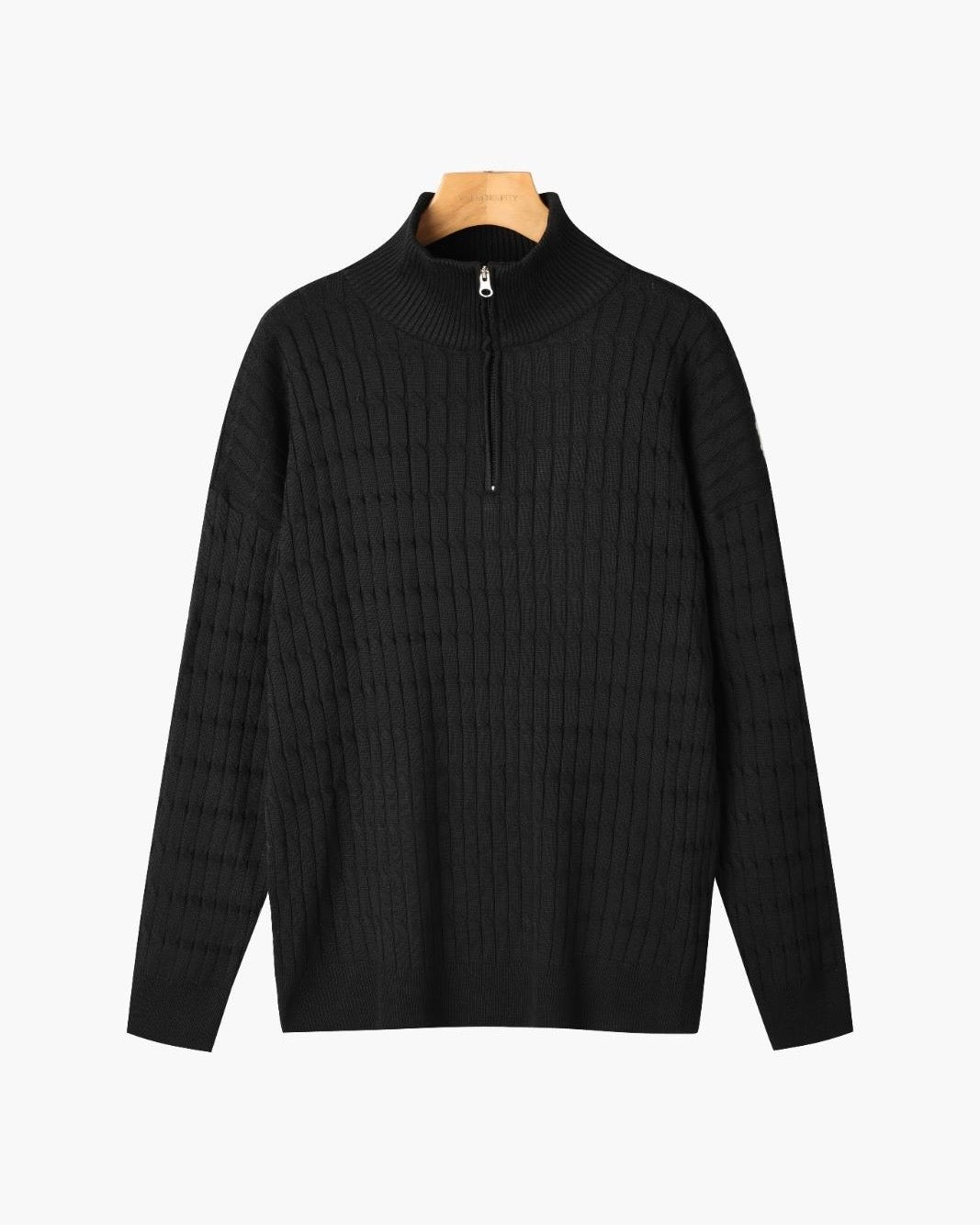 Gwangju Men's Cotton Cable Knit Half Zip Jumper – view 10
