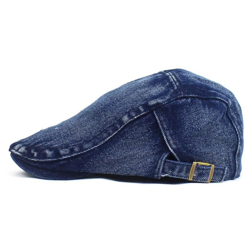Men's Washed Denim Flat Cap – 100% Cotton, Washed Finish, Short Peak, Adjustable 55–62 cm Fit, Four Colours – view 4