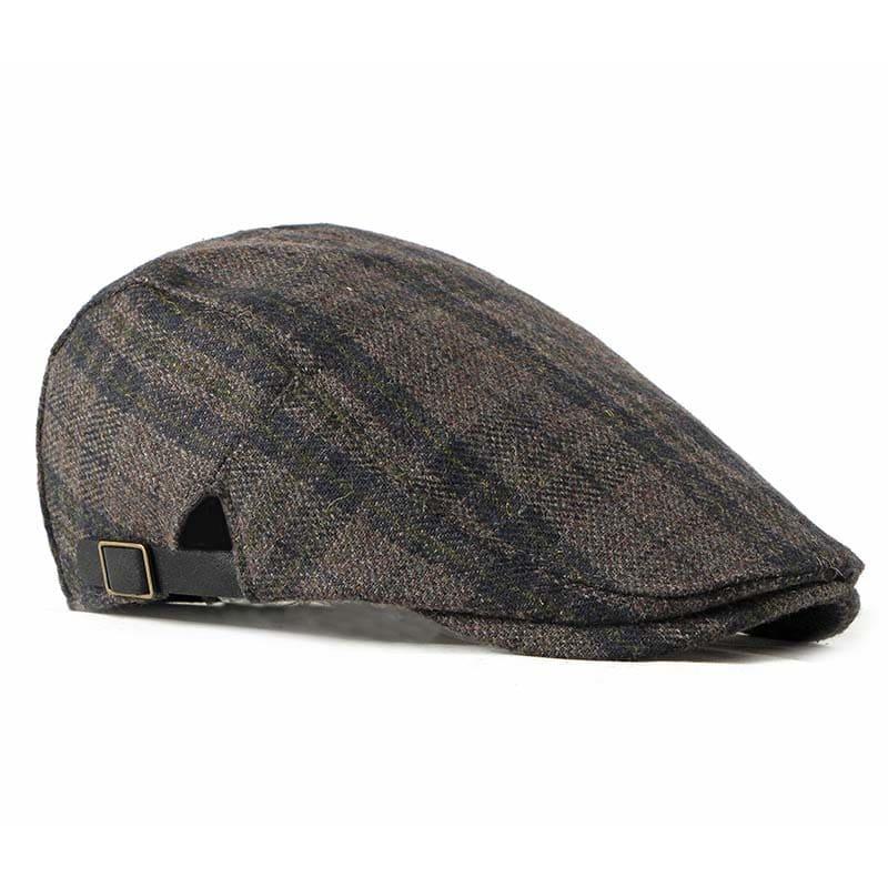 Men's Tartan Wool Flat Cap – 100% Wool, Tartan Pattern, Adjustable 56–60 cm Fit, Three Brown Shades – view 3