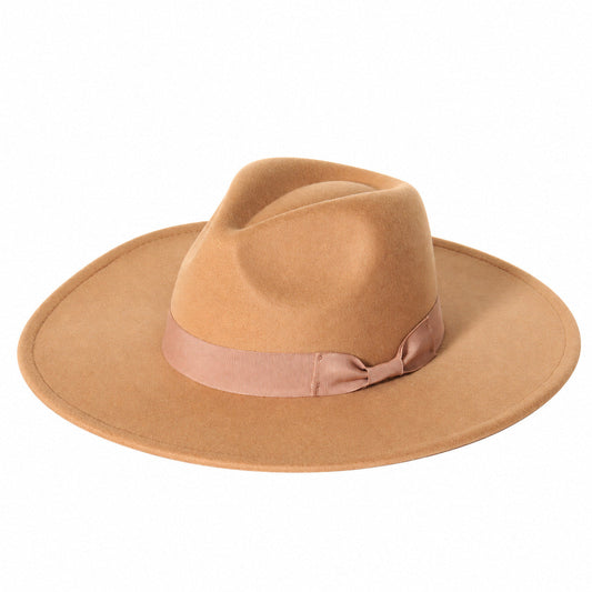 Men's Felt Blend Wide Brim Fedora Hat – Sleek Ribbon Band, Lightweight yet Durable, Adjustable 55–60 cm