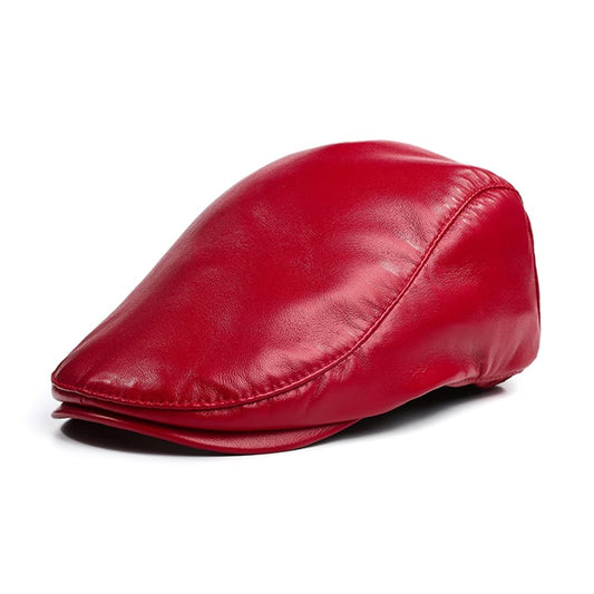 Fiore Men's Genuine Leather Flat Cap – Sheepskin Leather, Short Peak, Three Sizes 55–60 cm, Three Colours