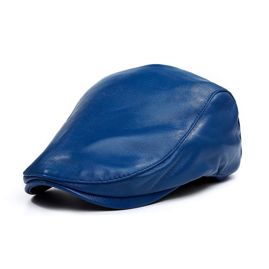 Fiore Men's Genuine Leather Flat Cap – Sheepskin Leather, Short Peak, Three Sizes 55–60 cm, Three Colours