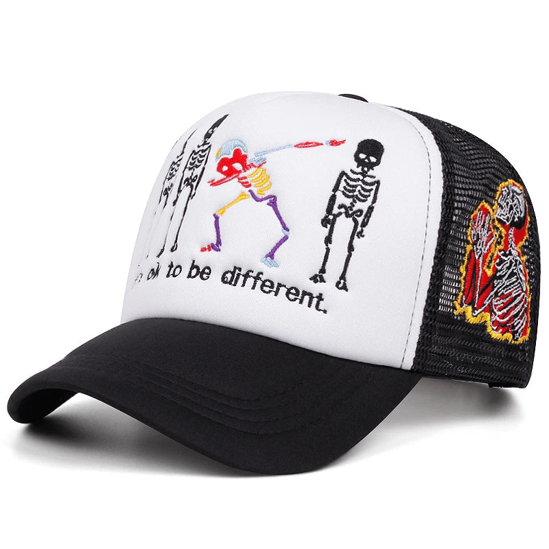 Five Skeleton Men's Embroidered Trucker Baseball Cap – view 6