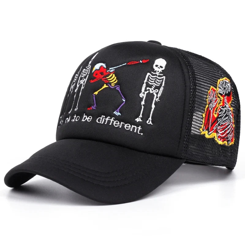 Five Skeleton Men's Embroidered Trucker Baseball Cap – view 4