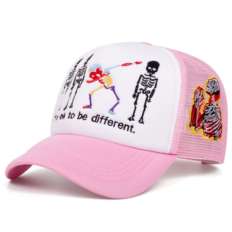 Five Skeleton Men's Embroidered Trucker Baseball Cap – view 5