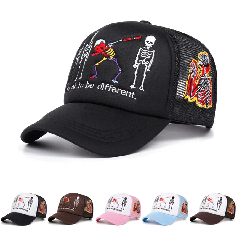 Five Skeleton Men's Embroidered Trucker Baseball Cap – view 2