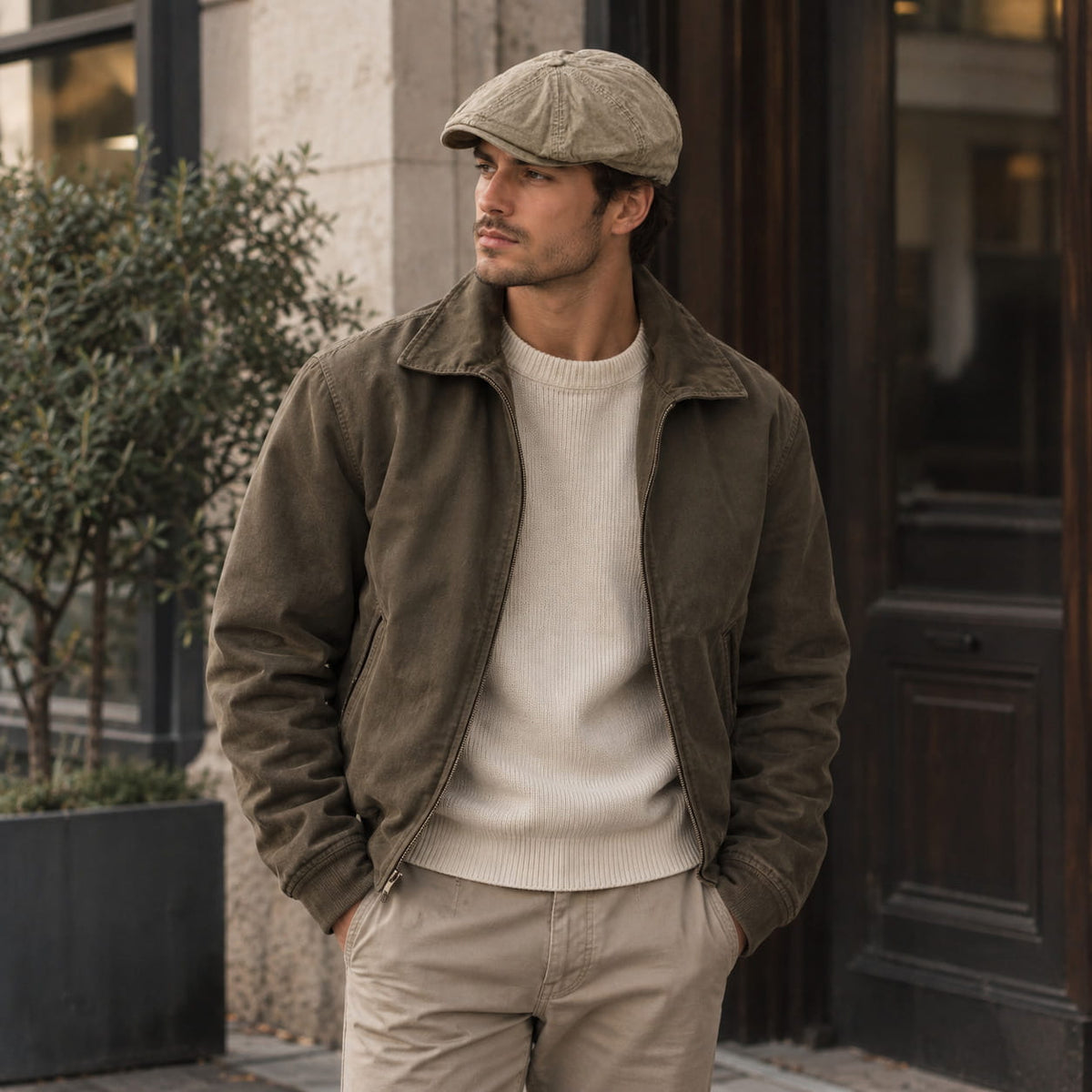 Men's Washed Denim Newsboy Flat Cap – view 2
