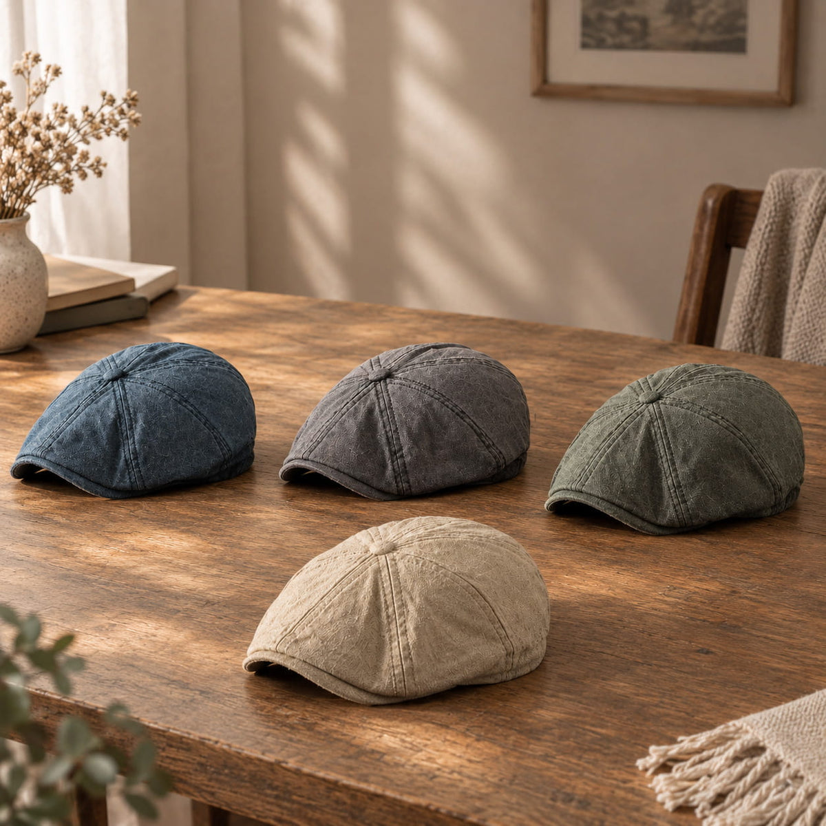 Men's Washed Denim Newsboy Flat Cap – view 3