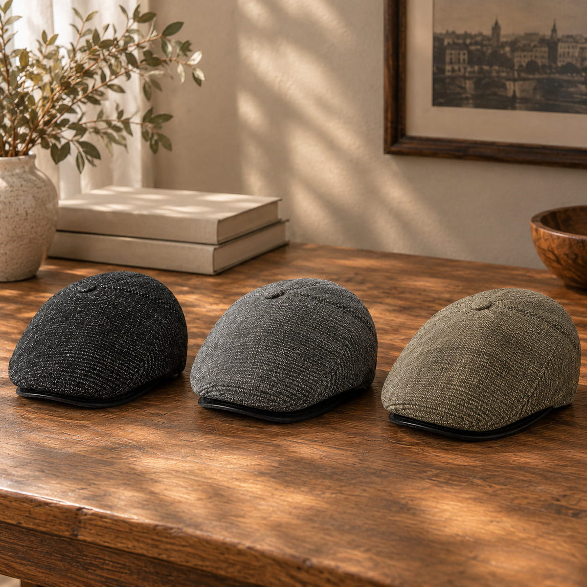 Men's Herringbone Cotton Flat Cap – view 3