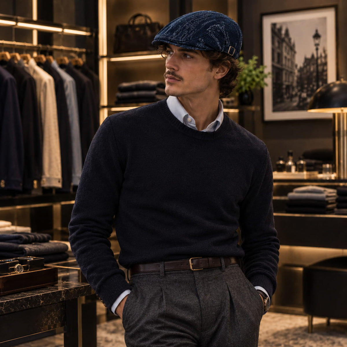 Men's Ripped Denim Flat Cap – view 2