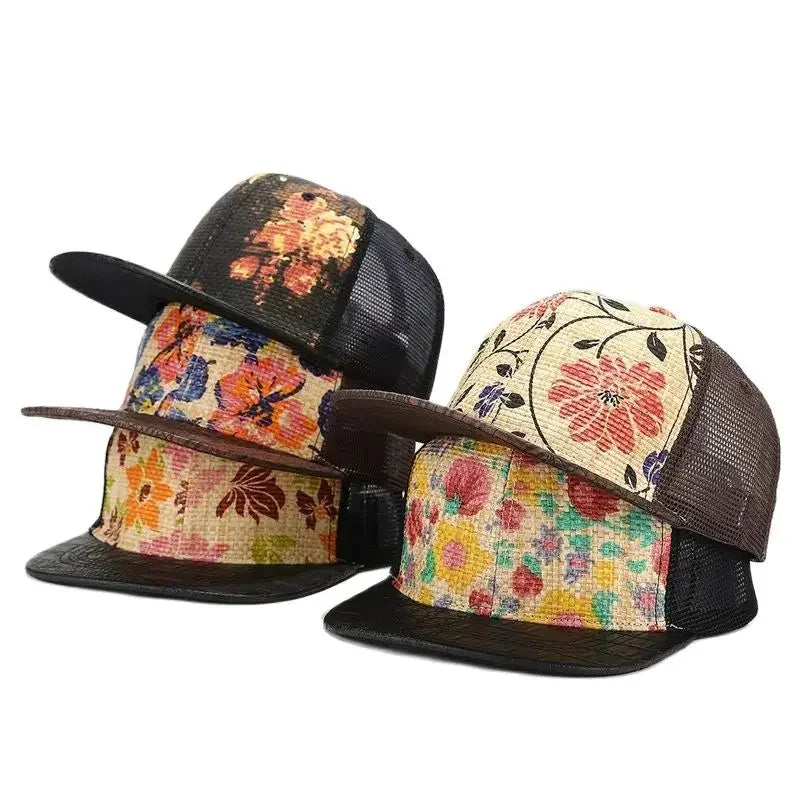 Floral Print Men's Trucker Snapback Baseball Cap – view 8