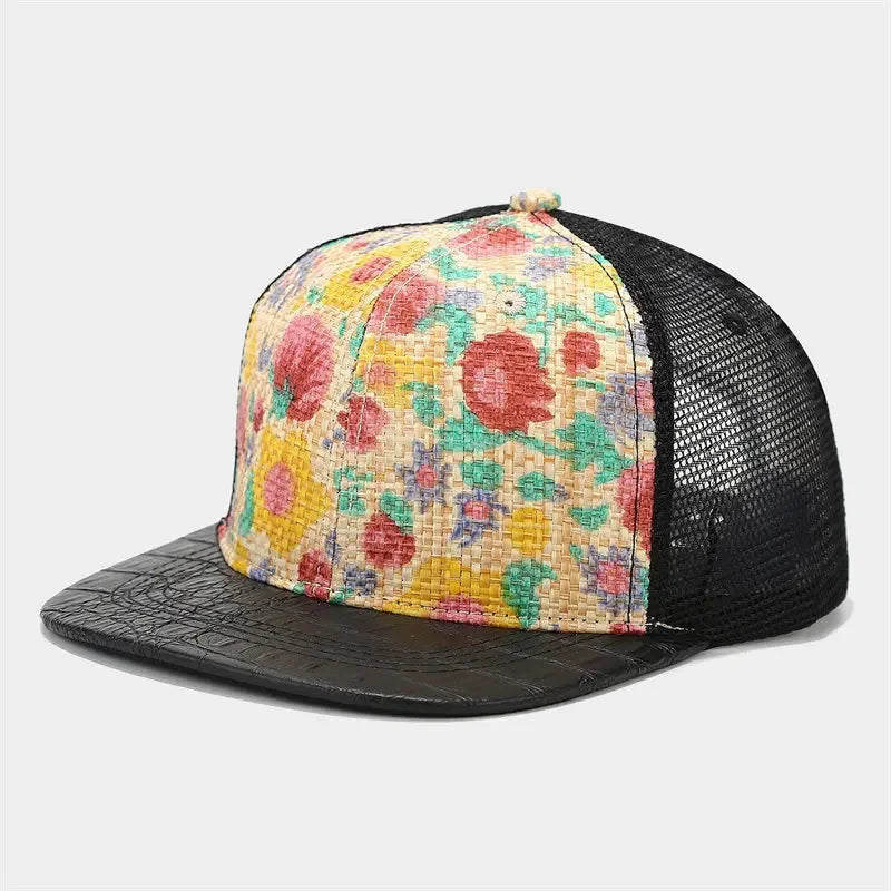 Floral Print Men's Trucker Snapback Baseball Cap – view 3
