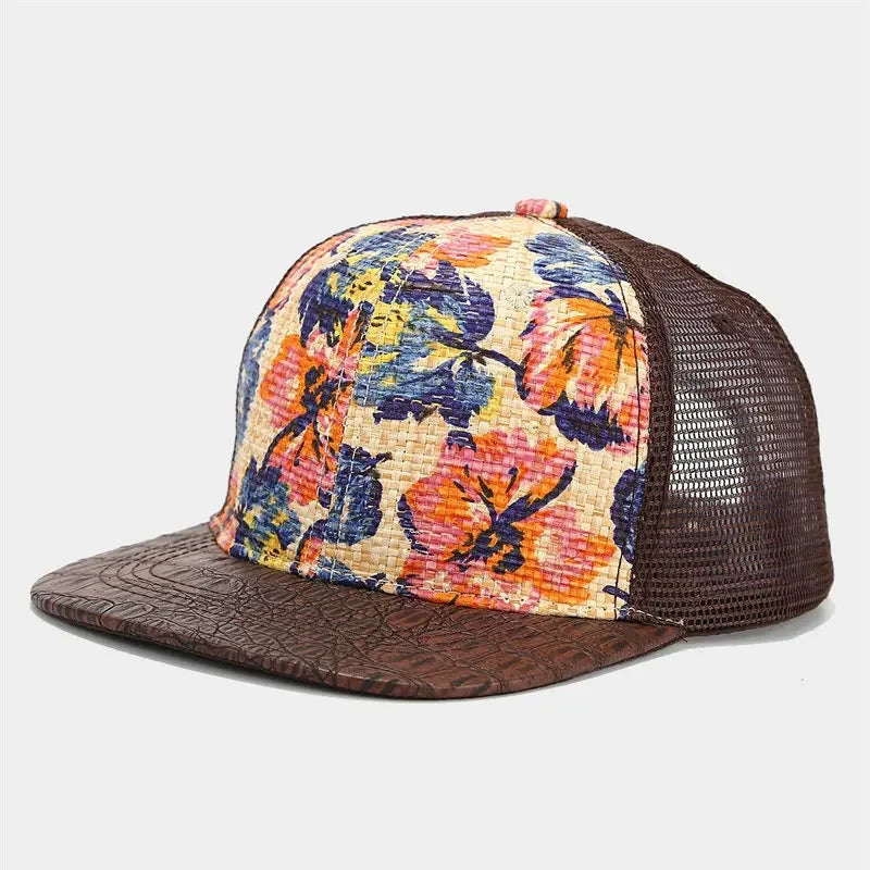 Floral Print Men's Trucker Snapback Baseball Cap – view 2