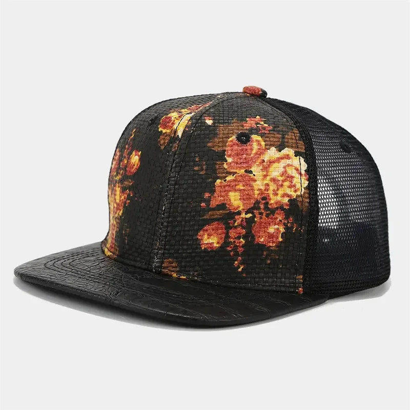 Floral Print Men's Trucker Snapback Baseball Cap – view 5