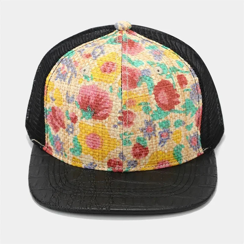 Floral Print Men's Trucker Snapback Baseball Cap – view 6
