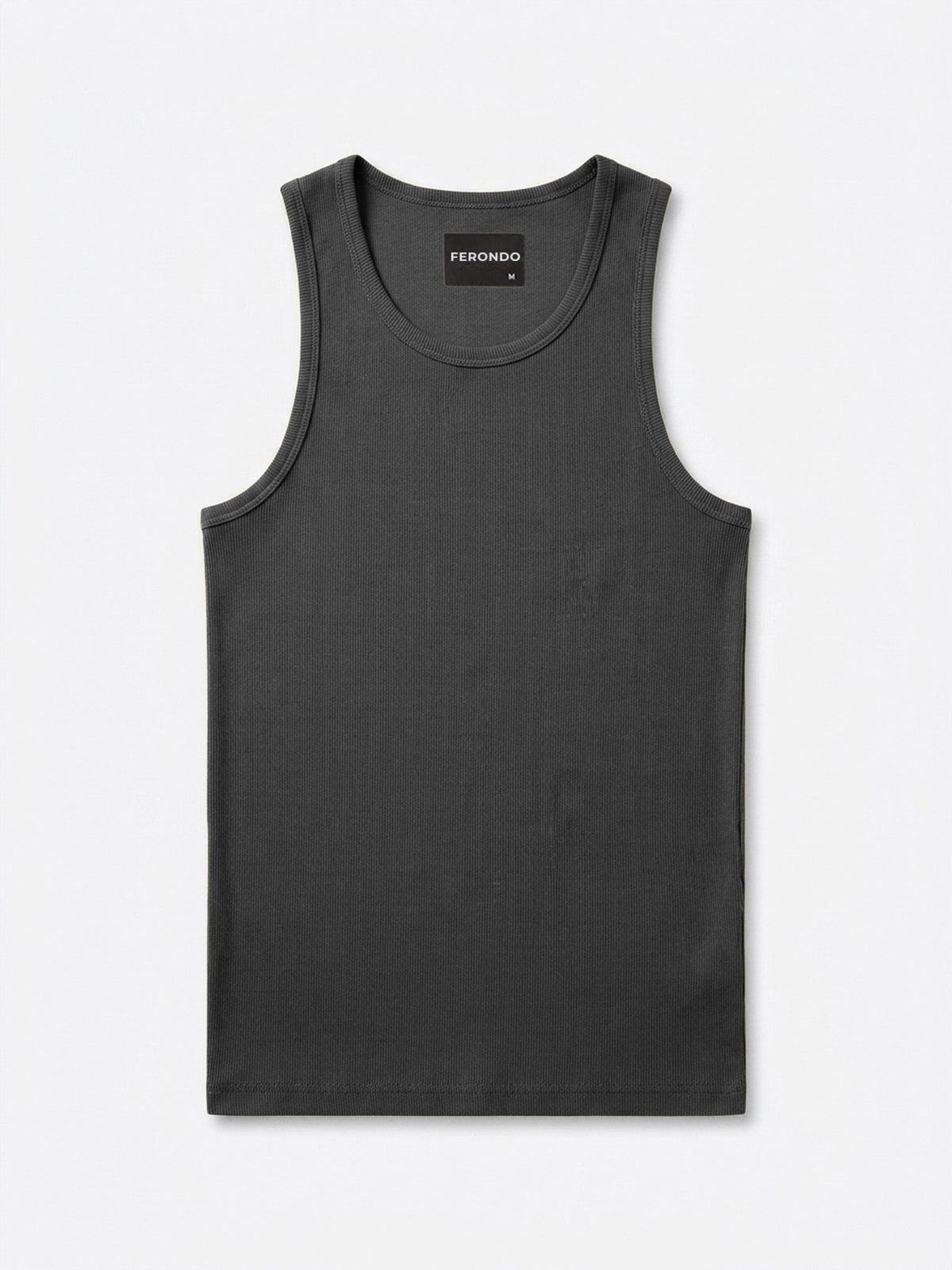 Men's Fitted Rib Knit Tank Top – Soft Stretch Sleeveless Vest, Modern Fitted Silhouette for Layering | Grey