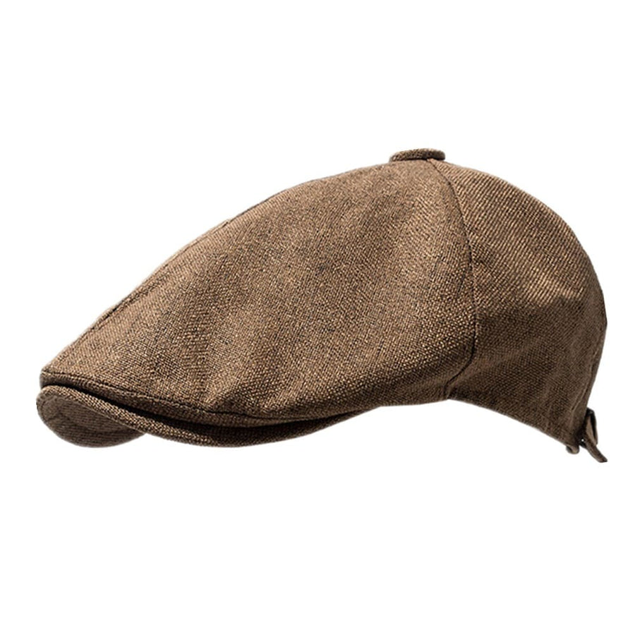 Gatsby Men's Linen Blend Flat Cap – Panelled Crown, Short Peak, Adjustable Fit for Warm Days