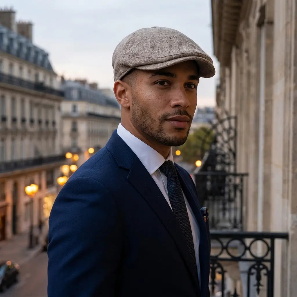 Gatsby Men's Linen Blend Flat Cap – Panelled Crown, Short Peak, Adjustable Fit for Warm Days – view 6