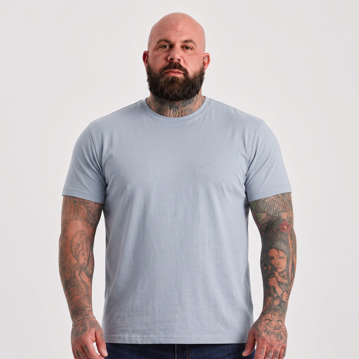 Men's Cotton Blend Crew Neck T-Shirt in Quarry – view 1