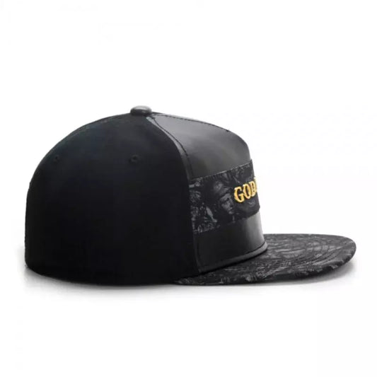 God Level Men's Vegan Leather Snapback Baseball Cap – Vegan Leather and Cotton, Adjustable 56–60 cm | Black