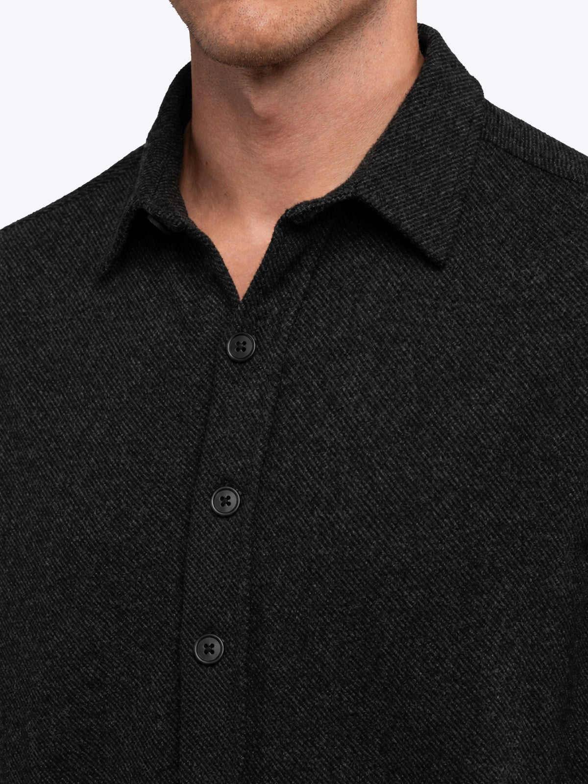 Men's Soft Knit Button-Up Shirt in Black – view 6