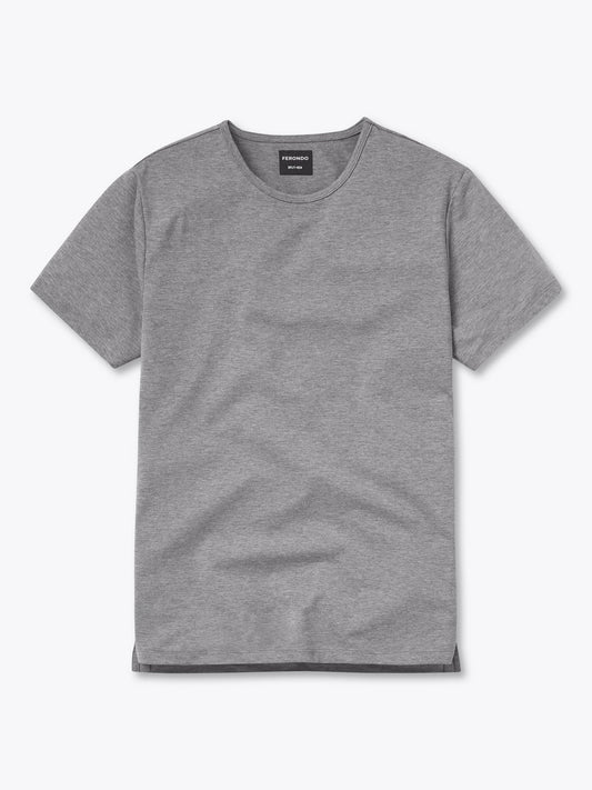 Men's Split Hem Crew Neck T-Shirt – Soft Wrinkle-Resistant Fabric, Tailored Fit Everyday Tee | Heather Grey