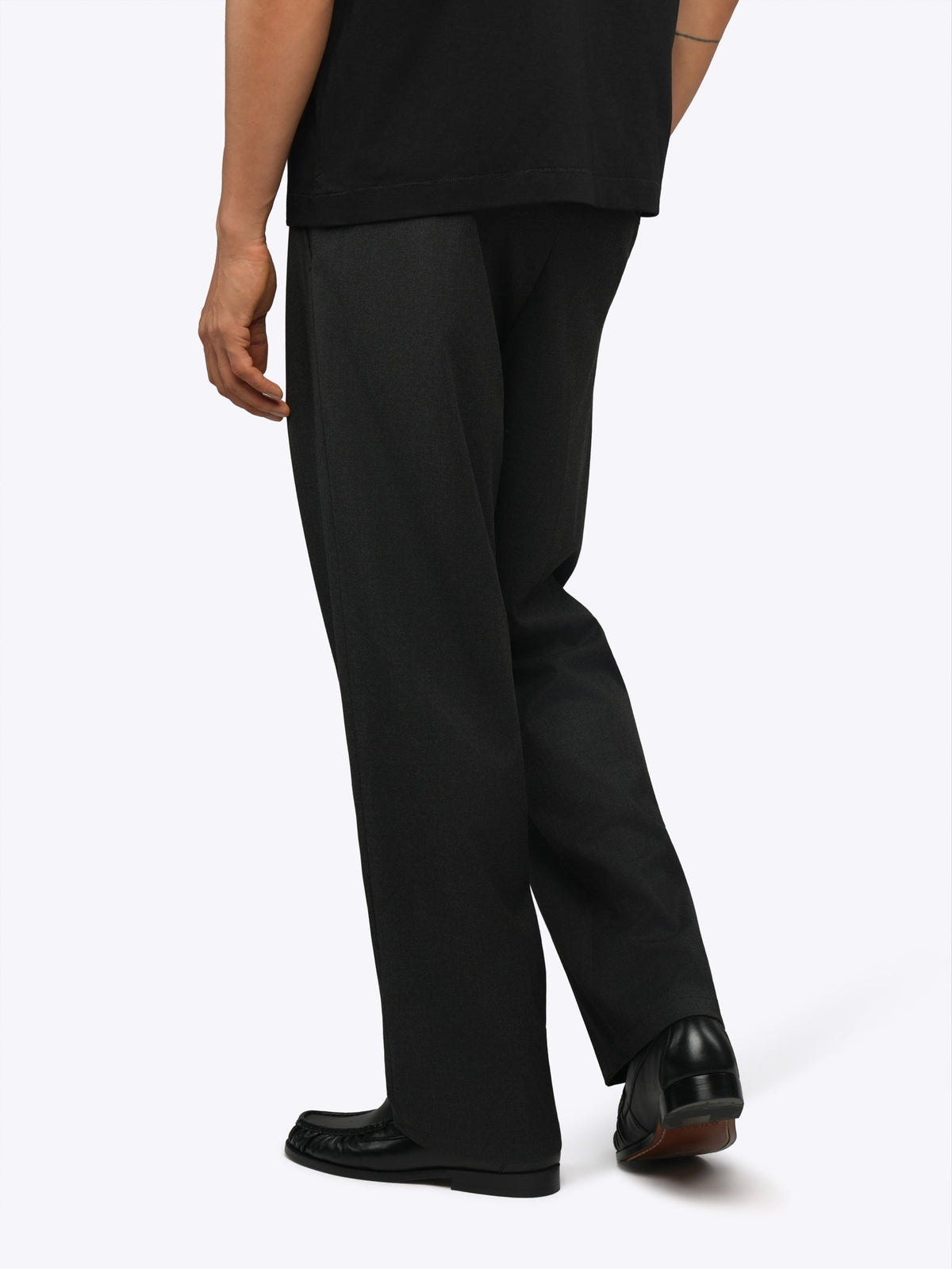 Men's Pleated Relaxed Wide-Leg Trousers – Soft Stretch Woven Fabric, Elevated Drape | Heather Charcoal – view 2