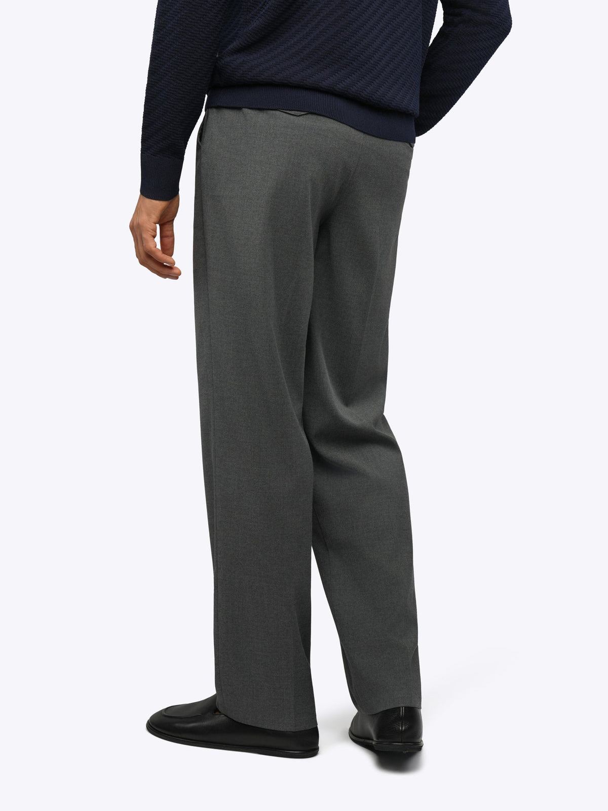 Men's Pleated Relaxed Wide-Leg Trousers – Soft Stretch Woven Fabric, Elevated Drape | Heather Grey