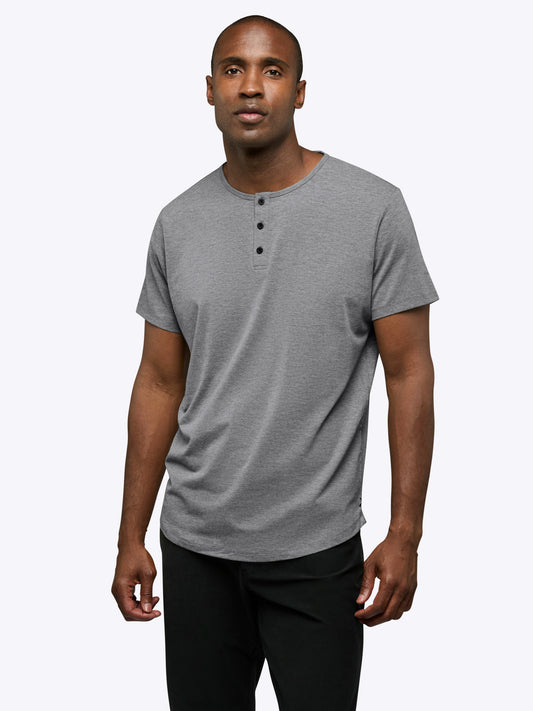 Men's Henley T-Shirt in Heather Grey – view 2