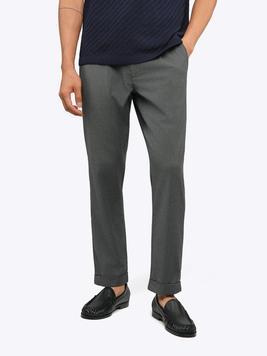 Men's Drawstring Chino Trousers – Ultra-Soft Lightweight Fabric, Elastic Waist, Classic Fit | Heather Grey