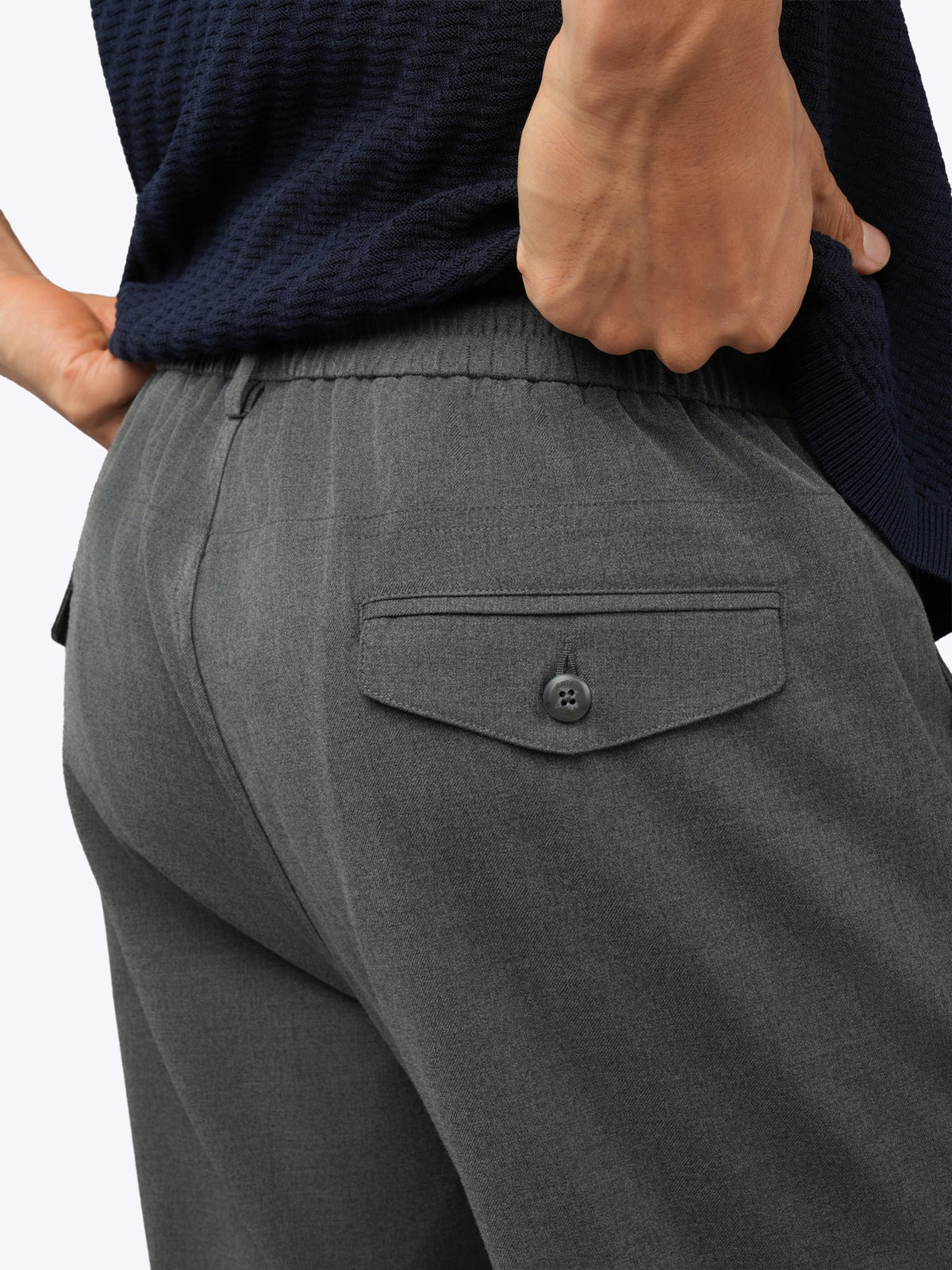 Men's Drawstring Chino Trousers in Heather Grey – view 5