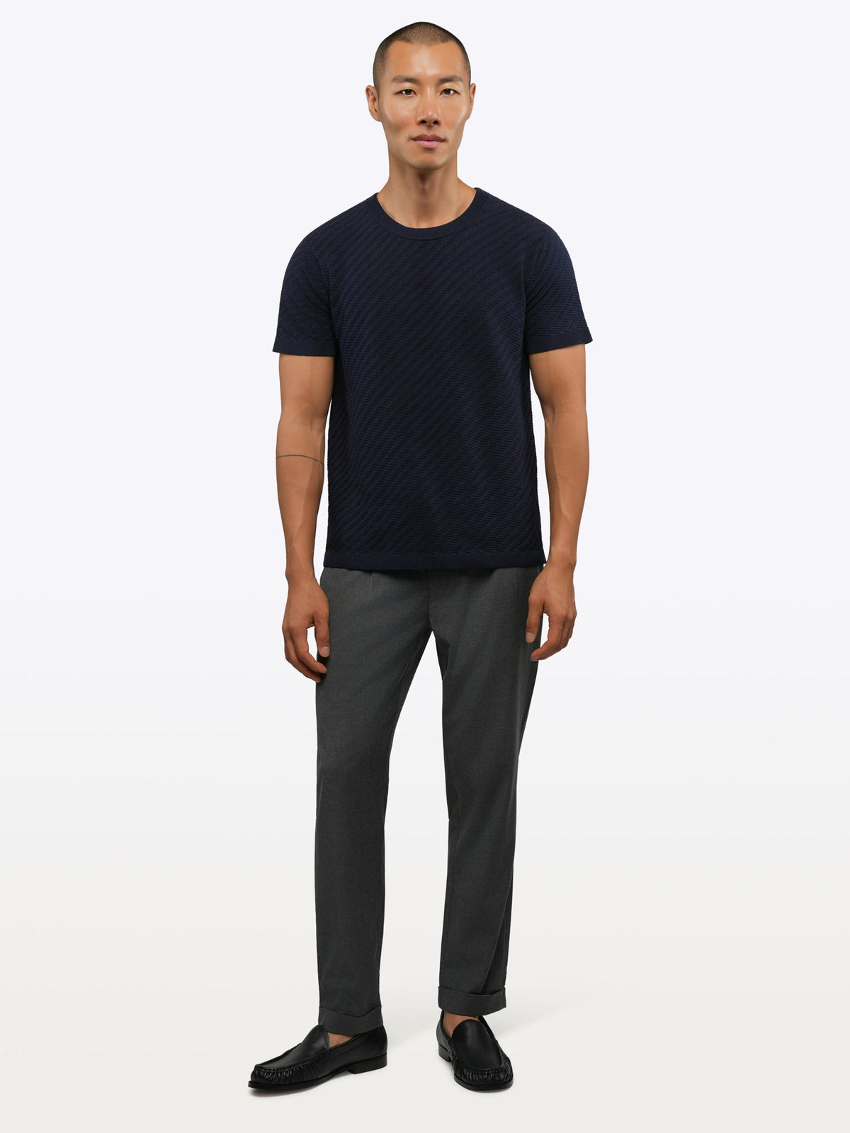 Men's Drawstring Chino Trousers in Heather Grey – view 3
