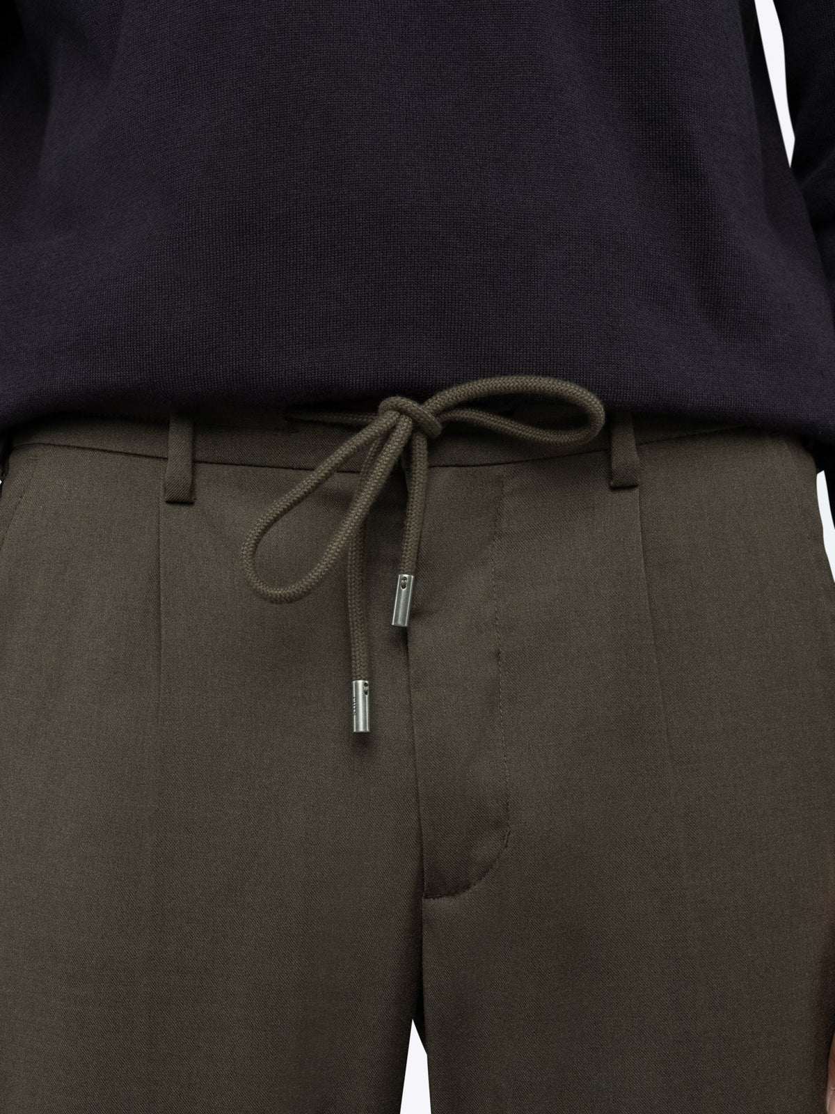 Men's Drawstring Chino Trousers – Ultra-Soft Lightweight Fabric, Elastic Waist, Classic Fit | Heather Olive – view 6