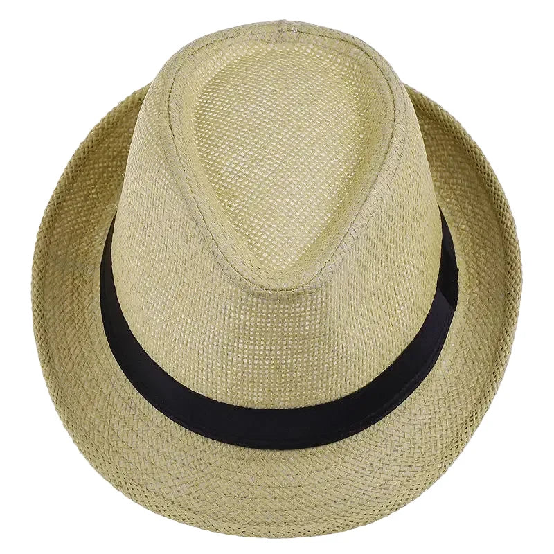 Men's Classic Straw Panama Hat with Black Hatband – Airy Weave, Wide Brim, Adjustable Fit 56–60 cm