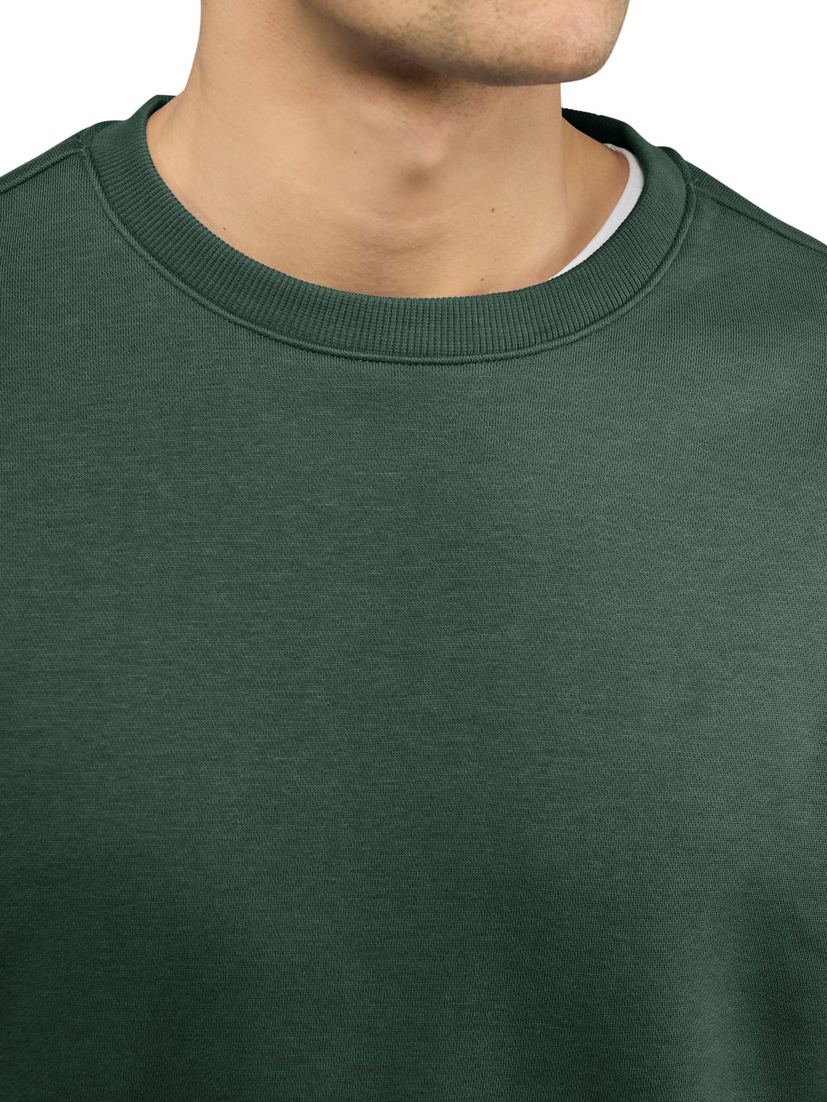 Men's Heavyweight Brushed Fleece Pullover in Hunter Green – view 5