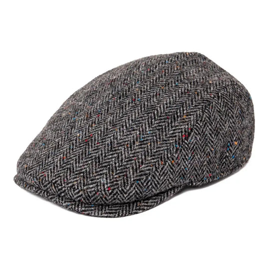 Men's Wool Herringbone Flat Cap – Timeless Silhouette, Breathable Inner Fabric with Fitted Back